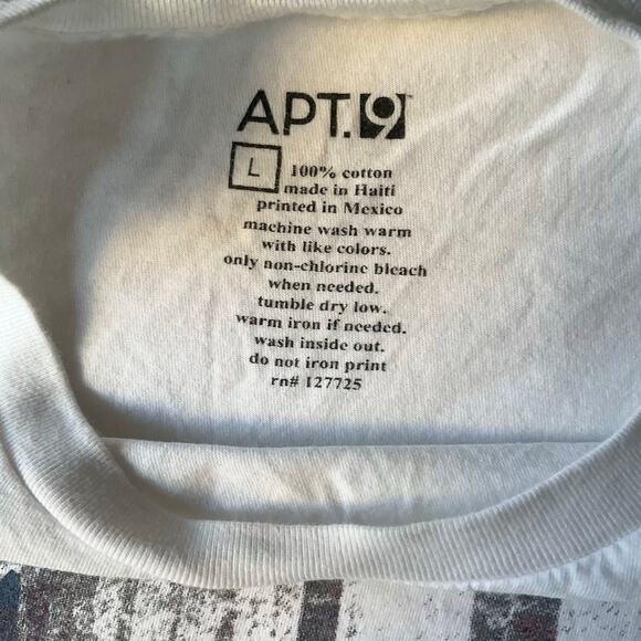 Apt. 9 Men’s Short Sleeve T-shirt size L, White, American Flag - Picture 6 of 8